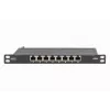 DIGITUS Patch Panel CAT6A ekranowany, 8 portów 1/2U, montaż w szafie 10 cali, czarny RAL 9005