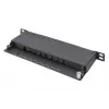 DIGITUS Patch Panel CAT6A ekranowany, 8 portów 1/2U, montaż w szafie 10 cali, czarny RAL 9005