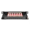 DIGITUS Patch Panel CAT6A ekranowany, 8 portów 1/2U, montaż w szafie 10 cali, czarny RAL 9005