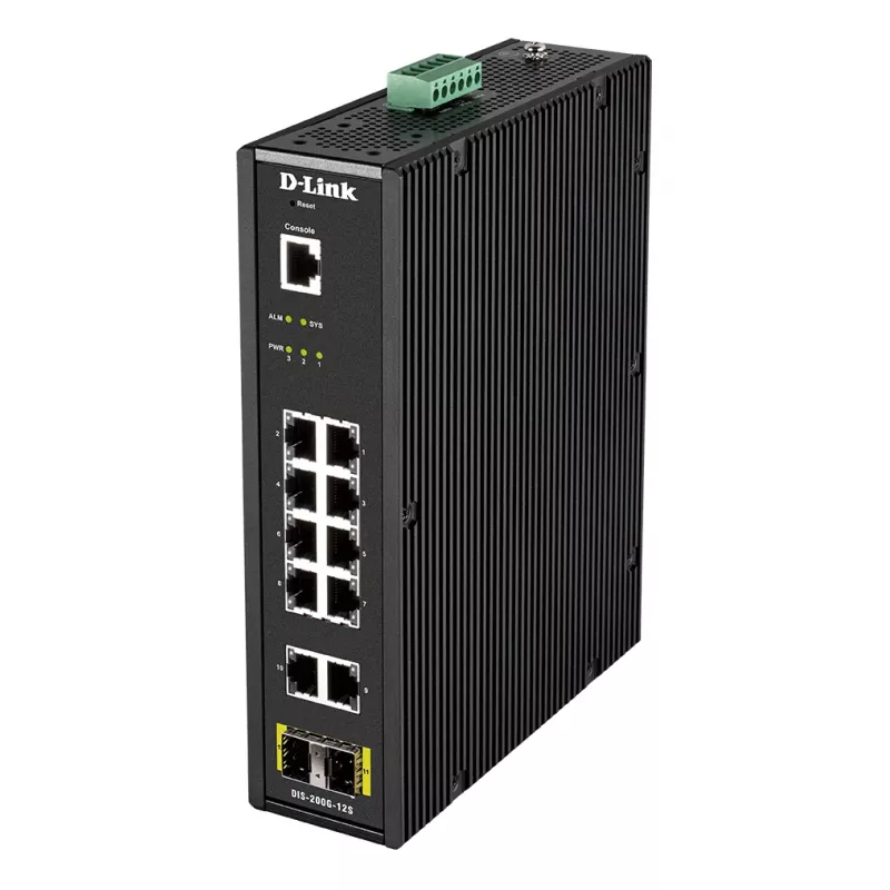 D-Link 12-portowy L2 przemysłowy zarządzalny switch z 10 x 1GBaseT(X) i 2 x SFP