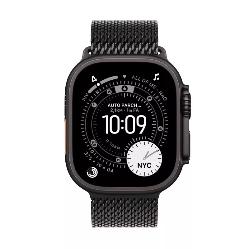 APPLE Watch Ultra 3 GPS + Cellular 49mm czarna obudowa tytanowa z czarną pętlą Milanese Loop Sma