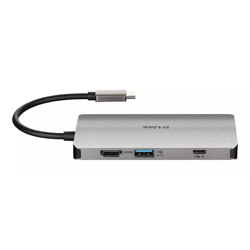 Hub USB-C D-Link 8 w 1 z HDMI/Ethernet/Czytnikiem kart/Zasilaniem Power Delivery