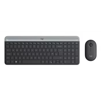 LOGITECH Bezprzewodowy zestaw klawiatury i myszy Slim Mk470 - Grafit - Azerty belgijski