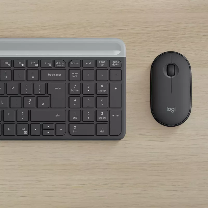 LOGITECH Bezprzewodowy zestaw klawiatury i myszy Slim Mk470 - Grafit - Azerty belgijski