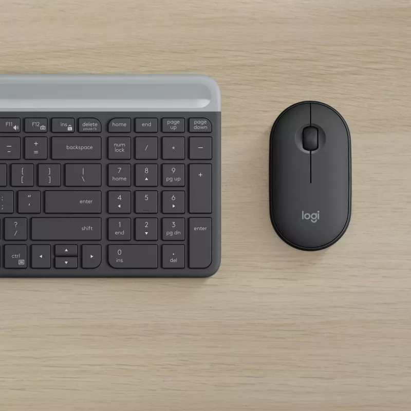 LOGITECH Bezprzewodowy zestaw klawiatury i myszy Slim Mk470 - Grafit - Azerty belgijski