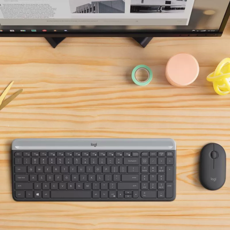 LOGITECH Bezprzewodowy zestaw klawiatury i myszy Slim Mk470 - Grafit - Azerty belgijski