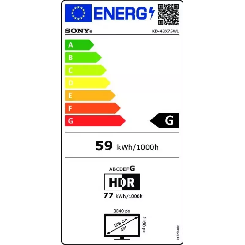 Sony BRAVIA | KD-43X75WL | LED | 4K HDR | Google TV | ECO PACK | BRAVIA CORE | Wąska ramka