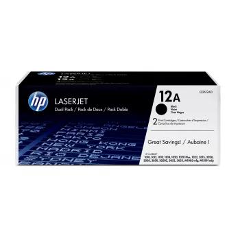 Oryginalne kasety z tonerem HP 12A LaserJet, czarny, 2 szt., 4000 stron, opakowanie 2 szt.