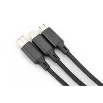 Kabel ładujący DIGITUS 3-w-1 USB A-Lightning + micro B + Type-C 1 m