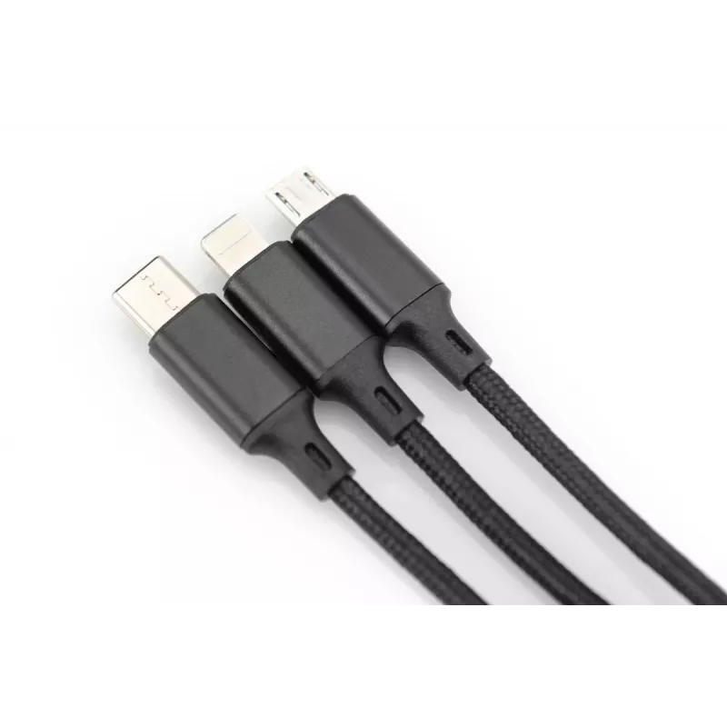 Kabel ładujący DIGITUS 3-w-1 USB A-Lightning + micro B + Type-C 1 m