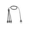 Kabel ładujący DIGITUS 3-w-1 USB A-Lightning + micro B + Type-C 1 m