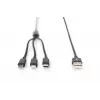 Kabel ładujący DIGITUS 3-w-1 USB A-Lightning + micro B + Type-C 1 m