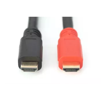 Kabel połączeniowy DIGITUS HDMI High Speed, typ A, ze wzmacniaczem, M/M, 30 m, Full HD, CE, złoto-czarny