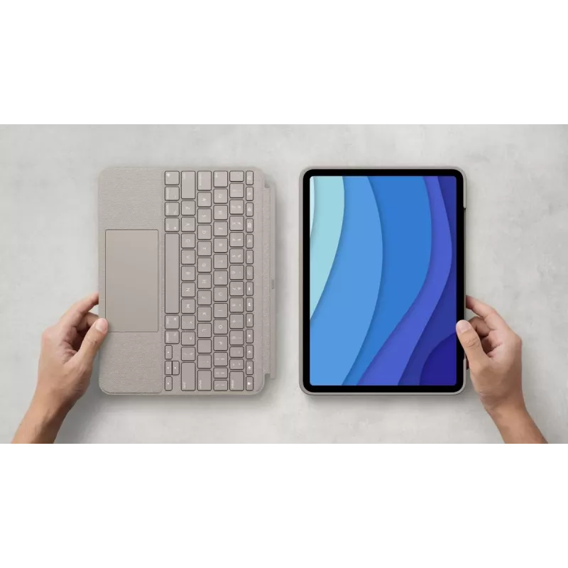 LOGITECH Combo Touch - Piaskowy do iPada Pro 11 cali (1., 2., 3. gen.) - niemiecki - QWERTZ