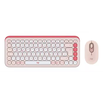 LOGITECH Bezprzewodowy Zestaw - Pop Icon - Róż i Biel Qwertz Niemiecki