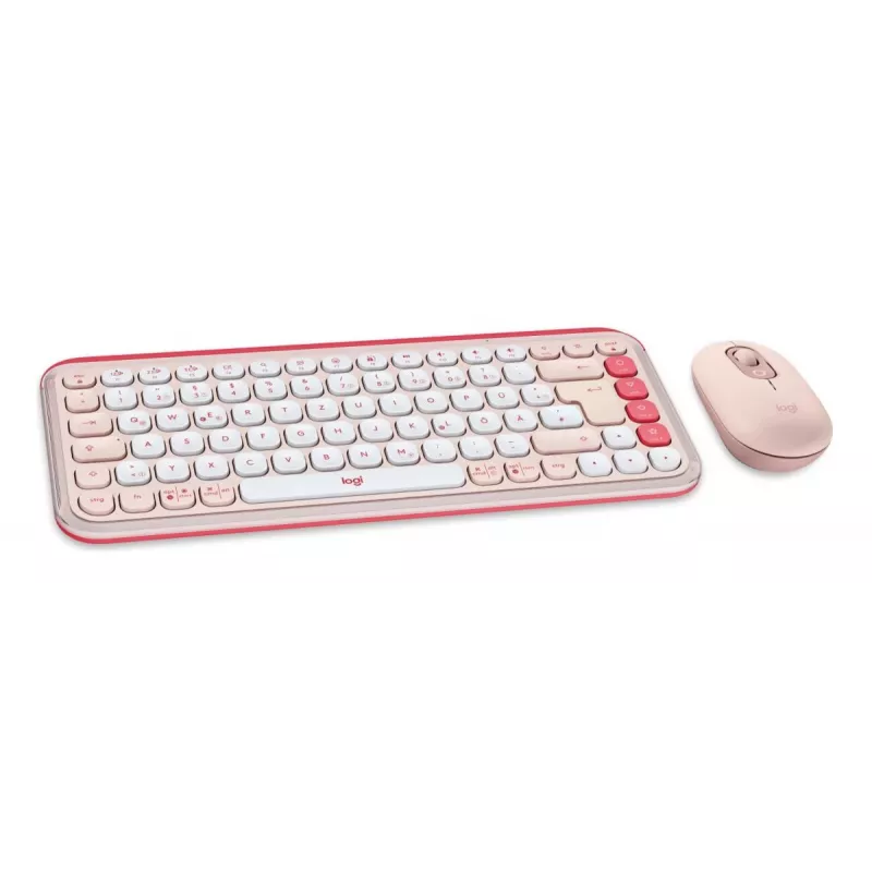 LOGITECH Bezprzewodowy Zestaw - Pop Icon - Róż i Biel Qwertz Niemiecki