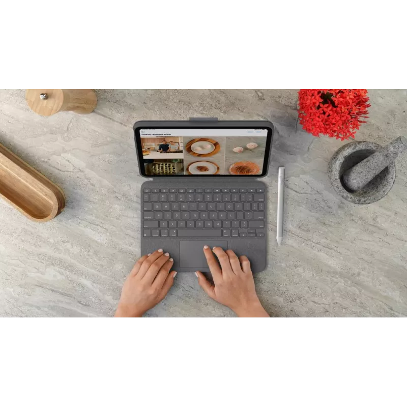 LOGITECH Combo Touch do iPada (10. generacji) - Oxford szary - Swiss Qwertz