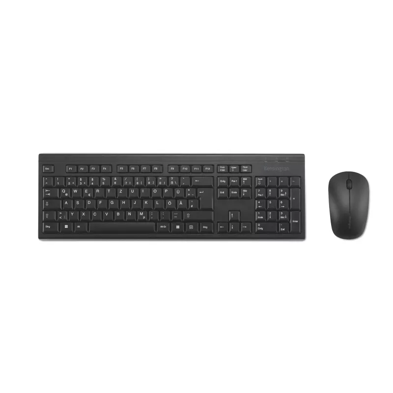 Kensington K75562DE, Bezprzewodowy, RF Wireless, Membranowa, QWERTZ, Czarny, Mysz w zestawie