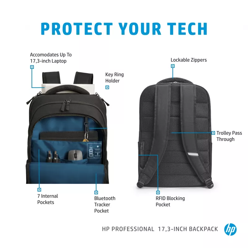Plecak HP Professional 17,3 cala, Plecak, 740 g