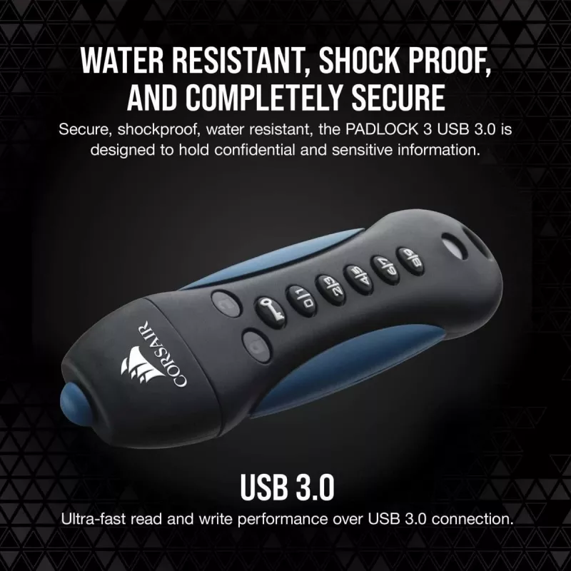CORSAIR Flash Padlock 3 Secure - 256 GB - pamięć USB - USB 3.0