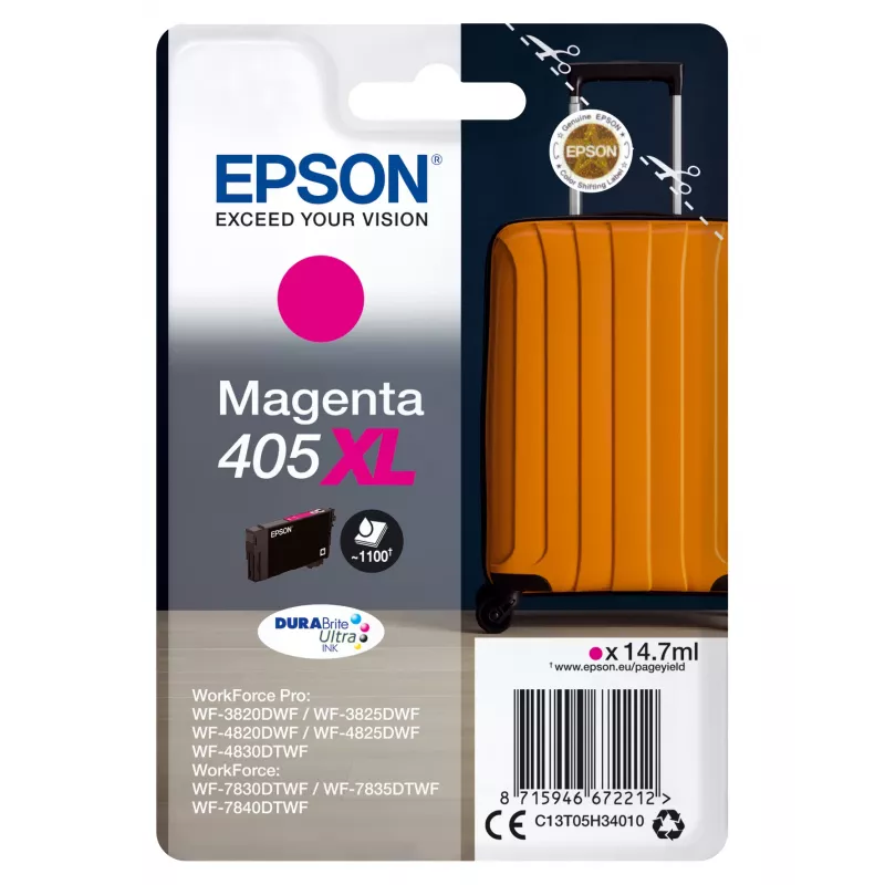 Epson 405XL DURABrite Ultra Ink wkład atramentowy 1 szt. Oryginalny Wysokowydajny (XL) magenta