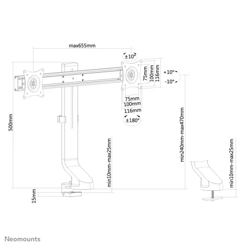 Neomounts FPMA-D860DBLACK Uchwyt do monitora 10-27 cali