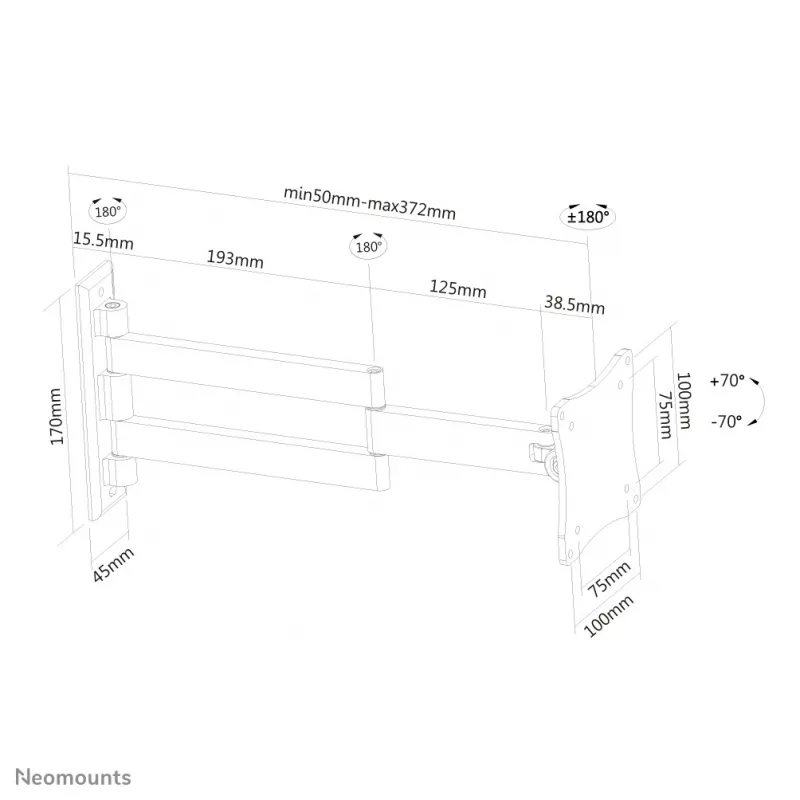 Uchwyt ścienny Neomounts FPMA-W830BLACK do monitora/TV 10-27 cali - pełny ruch