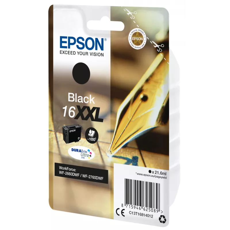 Epson Singlepack Czarny 16XXL DURABrite Ultra Ink, Extra (Super) High Yield, Czarny, atrament pigmentowy, 21,6 ml, 1 szt., 1000 stron