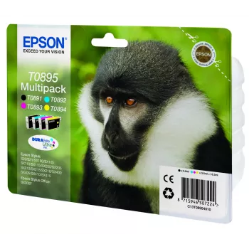 Epson Monkey Multipack 4-kolory T0895 DURABrite Ultra Ink, Czarny, Cyjan, magenta, Żółty, 5.8 ml, 3.5 ml, 1 szt., Wielopak