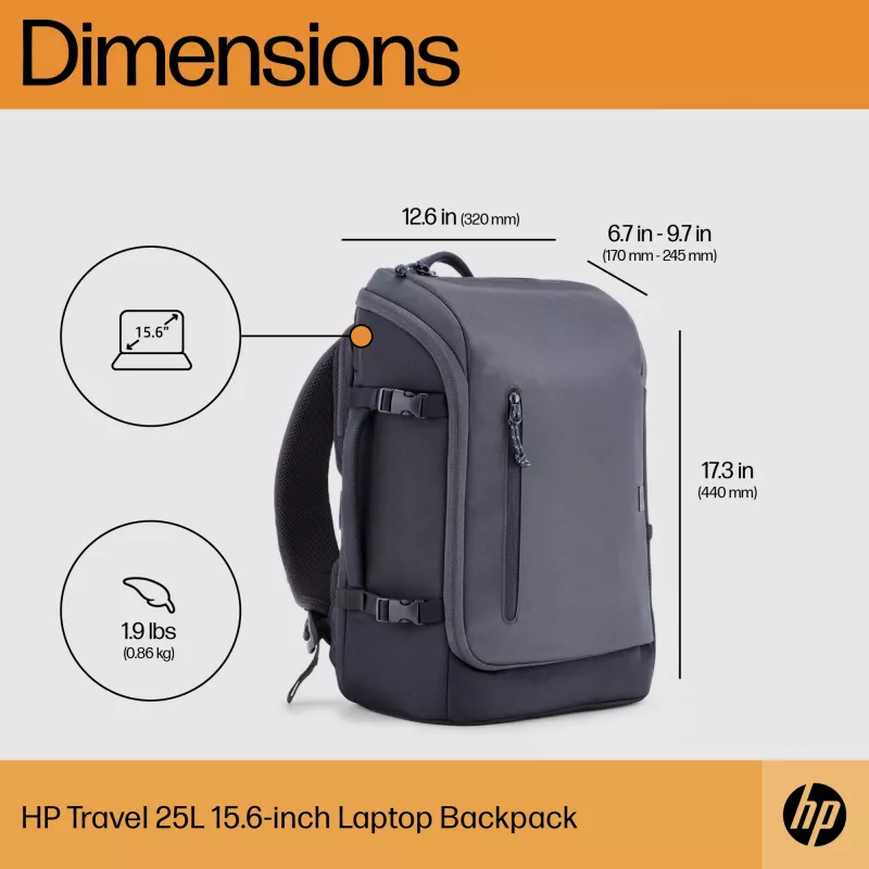 HP Travel 25 Liter 15.6 Iron szary Laptop Backpack, plecak, 39,6 cm (15,6 cala), 860 g