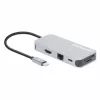 Stacja dokująca Manhattan USB-C z czytnikiem kart, Porty (x6): Ethernet, HDMI, USB-A (x3) i USB-C, z funkcją Power Delivery (100 W) do portu USB-C (uwaga: wymagana dodatkowa ładowarka sieciowa USB-C i kabel USB-C), uniwersalna do wszystkich urządzeń, kabel 15 cm, aluminium, srebrny