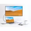 Stacja dokująca Manhattan USB-C z czytnikiem kart, Porty (x6): Ethernet, HDMI, USB-A (x3) i USB-C, z funkcją Power Delivery (100 W) do portu USB-C (uwaga: wymagana dodatkowa ładowarka sieciowa USB-C i kabel USB-C), uniwersalna do wszystkich urządzeń, kabel 15 cm, aluminium, srebrny