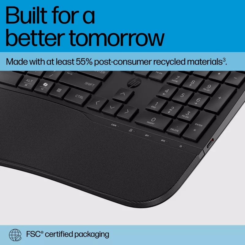 Klawiatura HP 685 Comfort Dual-Mode, QWERTY, Pełnowymiarowa (100%), Bezprzewodowa, RF + Bluetooth, Membranowa, QWERTY, Czarna