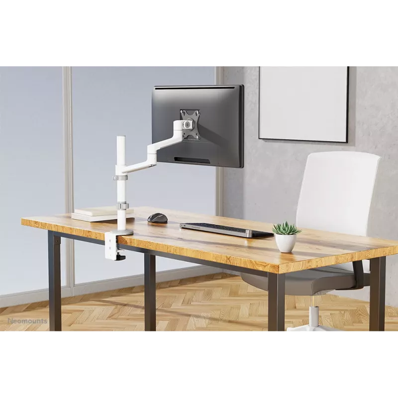 Neomounts DS60-425WH1 Uchwyt do monitora 17-27 cali - oszczędzający miejsce, zacisk/przelotka, 8 kg, 43,2 cm (17 cali), 68,6 cm (27 cali), 100 x 100 mm, Biały
