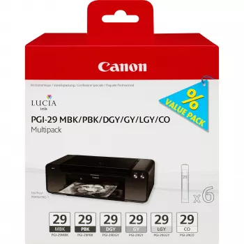 Canon PGI-29 MBK/PBK/DGY/GY/LGY/CO 6-kartridżowy zestaw tuszów atramentowych