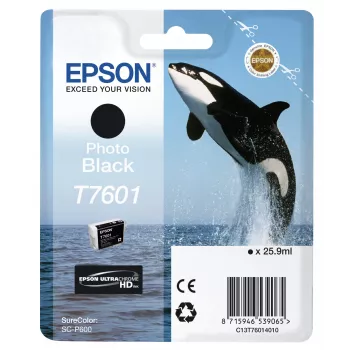 Epson T7601 Photo Czarny, Photo Czarny, atrament barwnikowy, 25,9 ml, 1 szt.