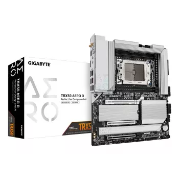 Płyta główna GIGABYTE TRX50 AERO D - obsługuje procesory AMD Ryzen Threadripper 9000 Series, 16+8+4 fazy cyfrowego VRM, do 7800MHz DDR5 (OC), 3xPCIe 5.0 + 1xPCIe 4.0 M.2, Wi-Fi 7, 10GbE LAN, USB4