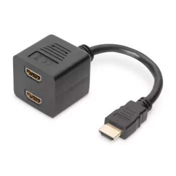 Kabel Y-splitter DIGITUS HDMI, typ A -2xtyp A M/F, 20 cm pasywny, Full HD, złoto-czarny