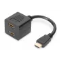 Kabel Y-splitter DIGITUS HDMI, typ A -2xtyp A M/F, 20 cm pasywny, Full HD, złoto-czarny