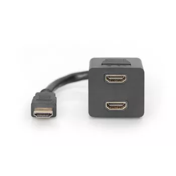 Kabel Y-splitter DIGITUS HDMI, typ A -2xtyp A M/F, 20 cm pasywny, Full HD, złoto-czarny