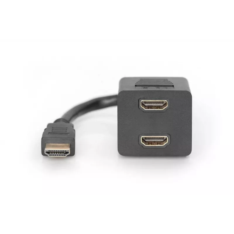 Kabel Y-splitter DIGITUS HDMI, typ A -2xtyp A M/F, 20 cm pasywny, Full HD, złoto-czarny