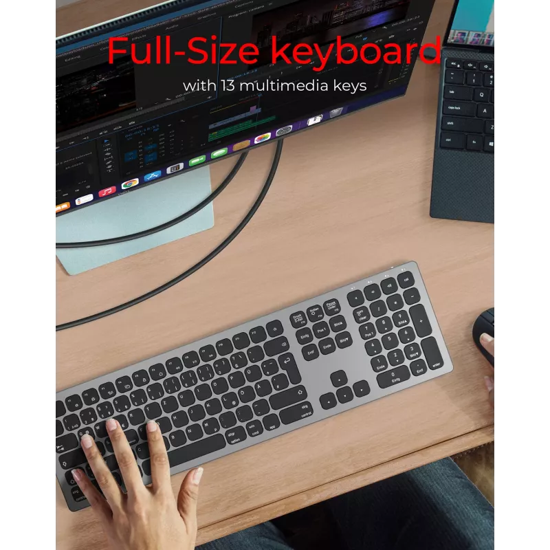 Klawiatura KeySonic KSK-8023BTRF (DE) uniwersalna Bluetooth QWERTZ niemiecka antracyt, czarna
