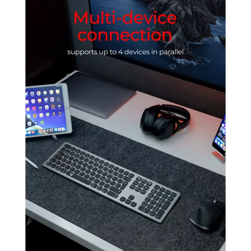 Klawiatura KeySonic KSK-8023BTRF (DE) uniwersalna Bluetooth QWERTZ niemiecka antracyt, czarna