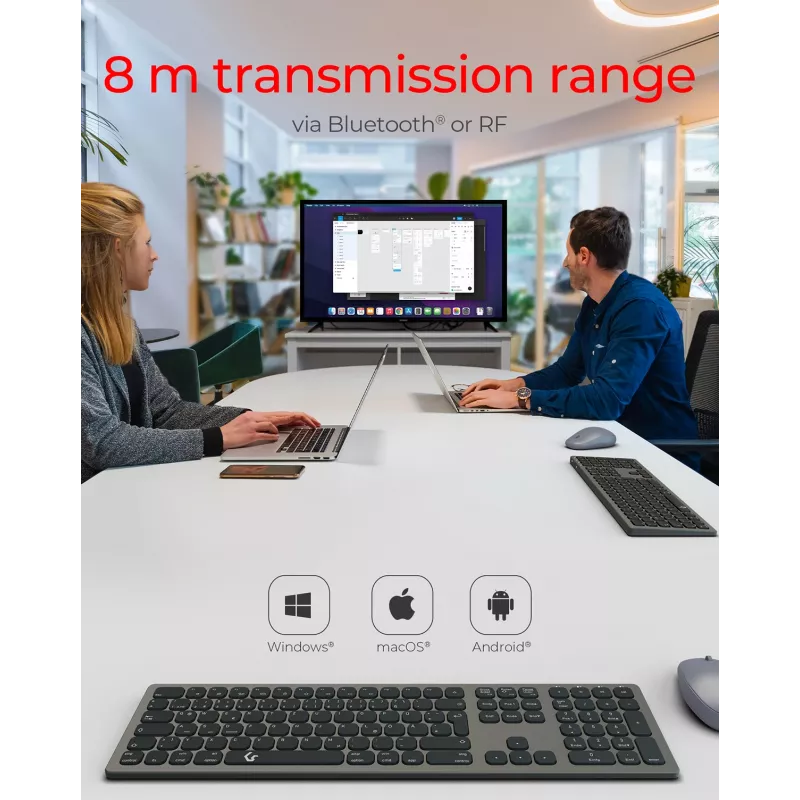 Klawiatura KeySonic KSK-8023BTRF (DE) uniwersalna Bluetooth QWERTZ niemiecka antracyt, czarna