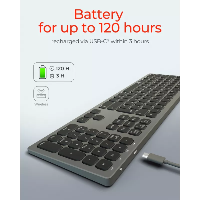 Klawiatura KeySonic KSK-8023BTRF (DE) uniwersalna Bluetooth QWERTZ niemiecka antracyt, czarna