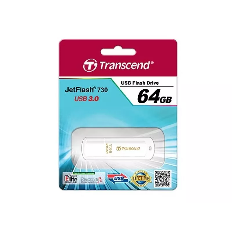 TRANSCEND Jetflash 730 - 64 GB pamięć USB - USB 3.0 - biały