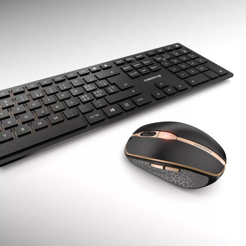 CHERRY DW 9100 SLIM klawiatura Mysz w zestawie Uniwersalna RF Bezprzewodowa + Bluetooth QWERTZ Szwajcarska Czarna