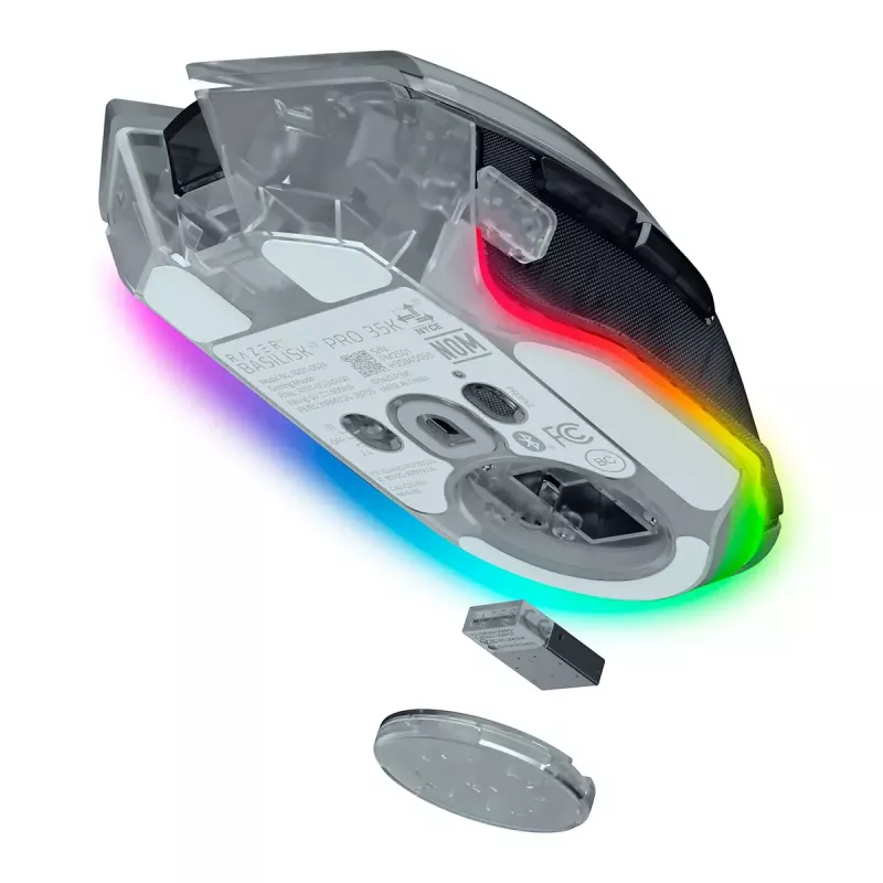 Podkładka pod mysz gamingową Razer Basilisk V3 Pro 35K Phantom biały Edition — powierzchnia gamingowa zoptymalizowana pod kątem myszy optycznych i laserowych