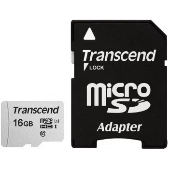 TRANSCEND Micro Sdhc Card 300s 16GB Uhs-i U1 With Adapter