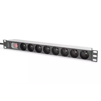 DIGITUS 1U Aluminiowy PDU, montowany w racku, 8x CEE 7/5 moc znamionowa: 16A, 4000W, 250VAC 50/60Hz,